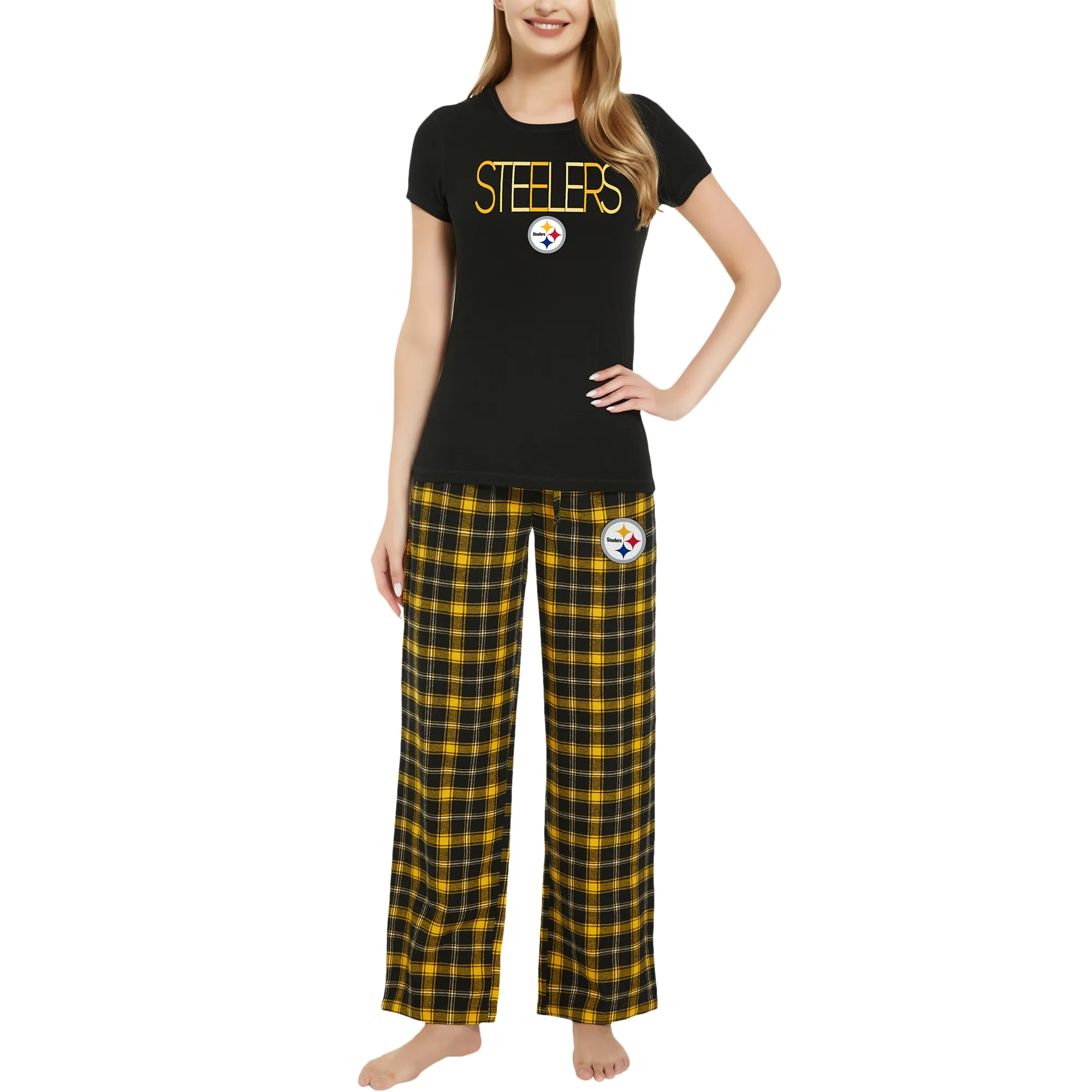 Lids Women's Concepts Sport Black/Gold Pittsburgh Steelers Arctic T-Shirt & Flannel Pants Sleep Set